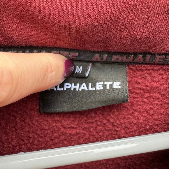 Alphalete size M Burgundy Wine Red Script Logo Hoodie Sweatshirt - Picture 2 of 11